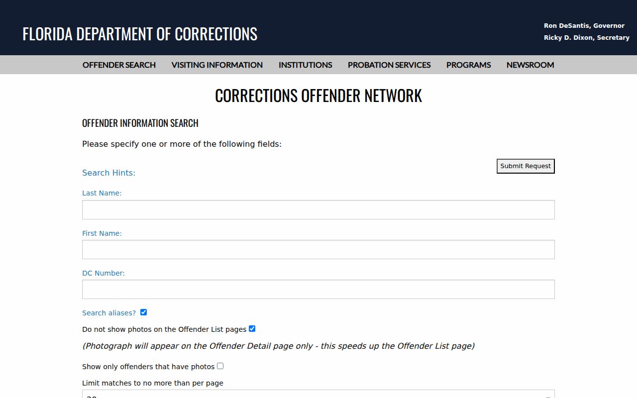 Putnam County criminal history Florida corrections offender search