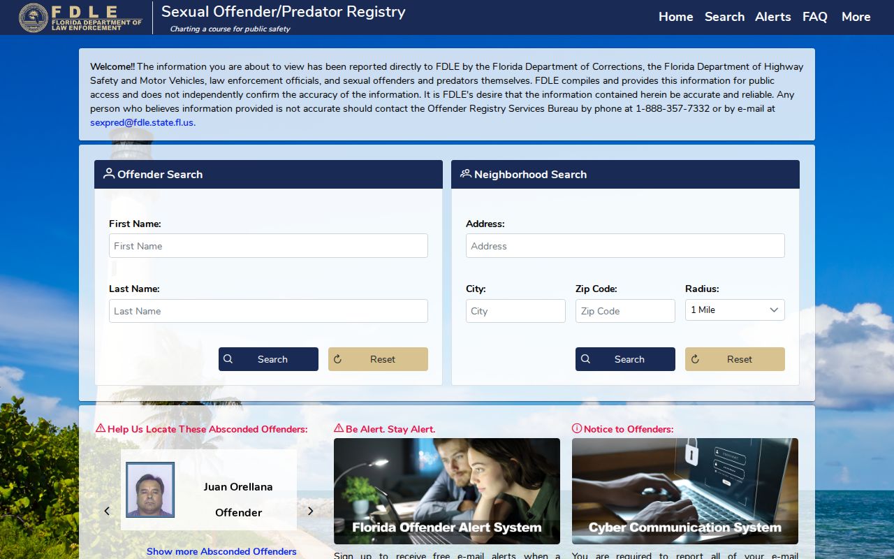 Putnam County criminal history FDLE offender registry map