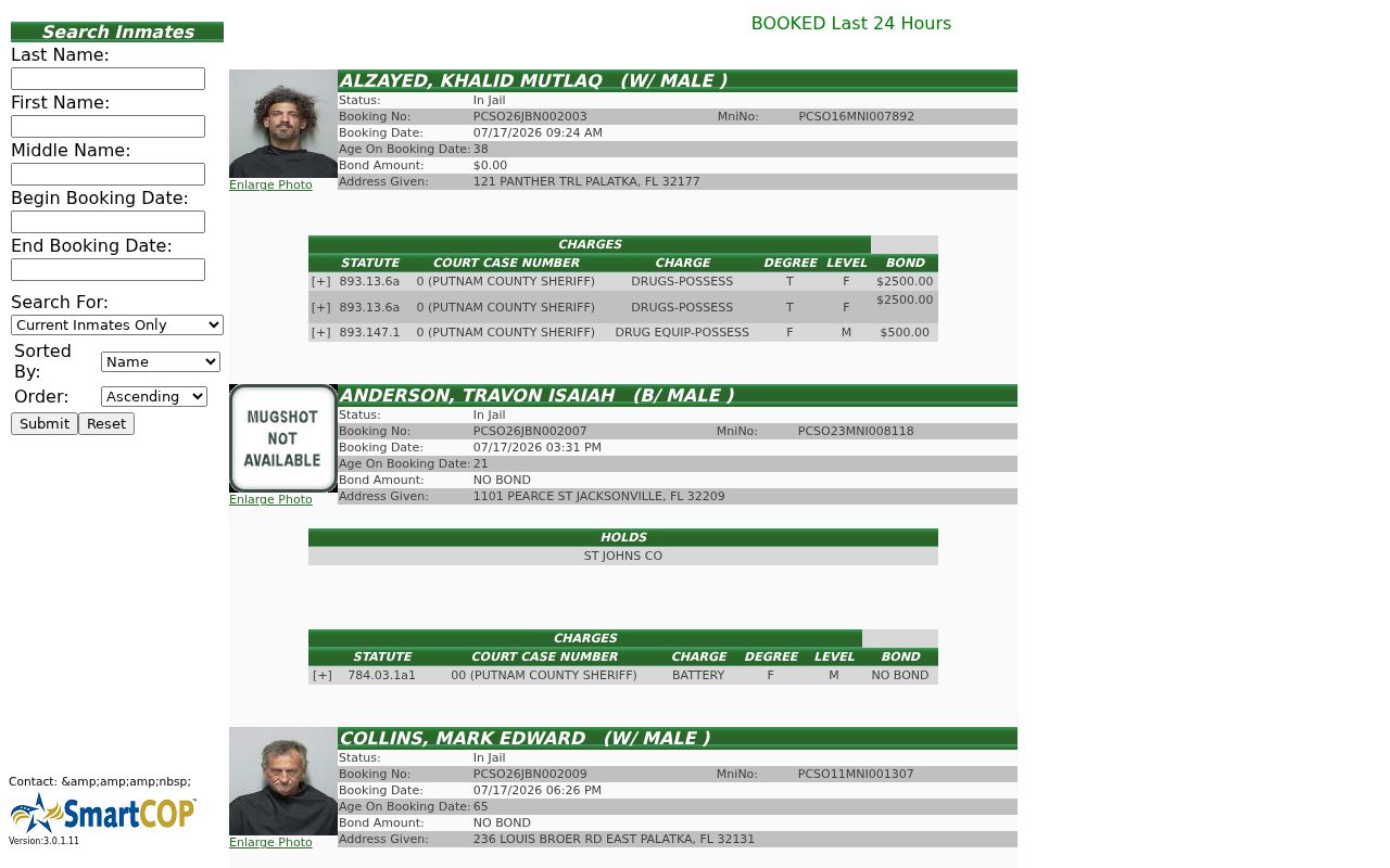 Putnam County criminal history PCSO Jail View search