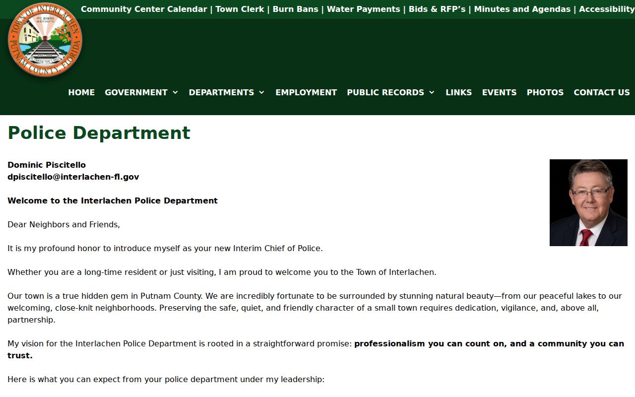 Interlachen criminal records Police Department contact