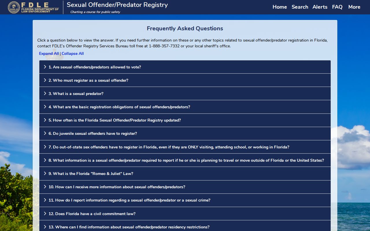 FDLE registry information and profile guidance