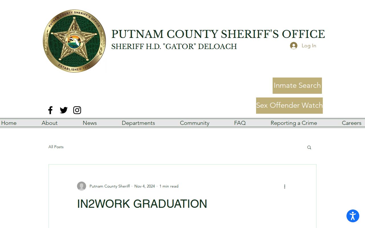 Putnam County arrest history jail In2Work program