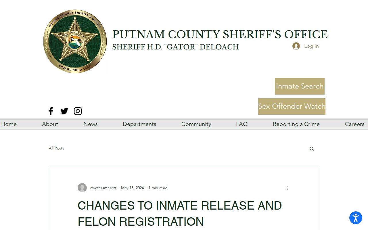 Putnam County arrest history inmate release schedule